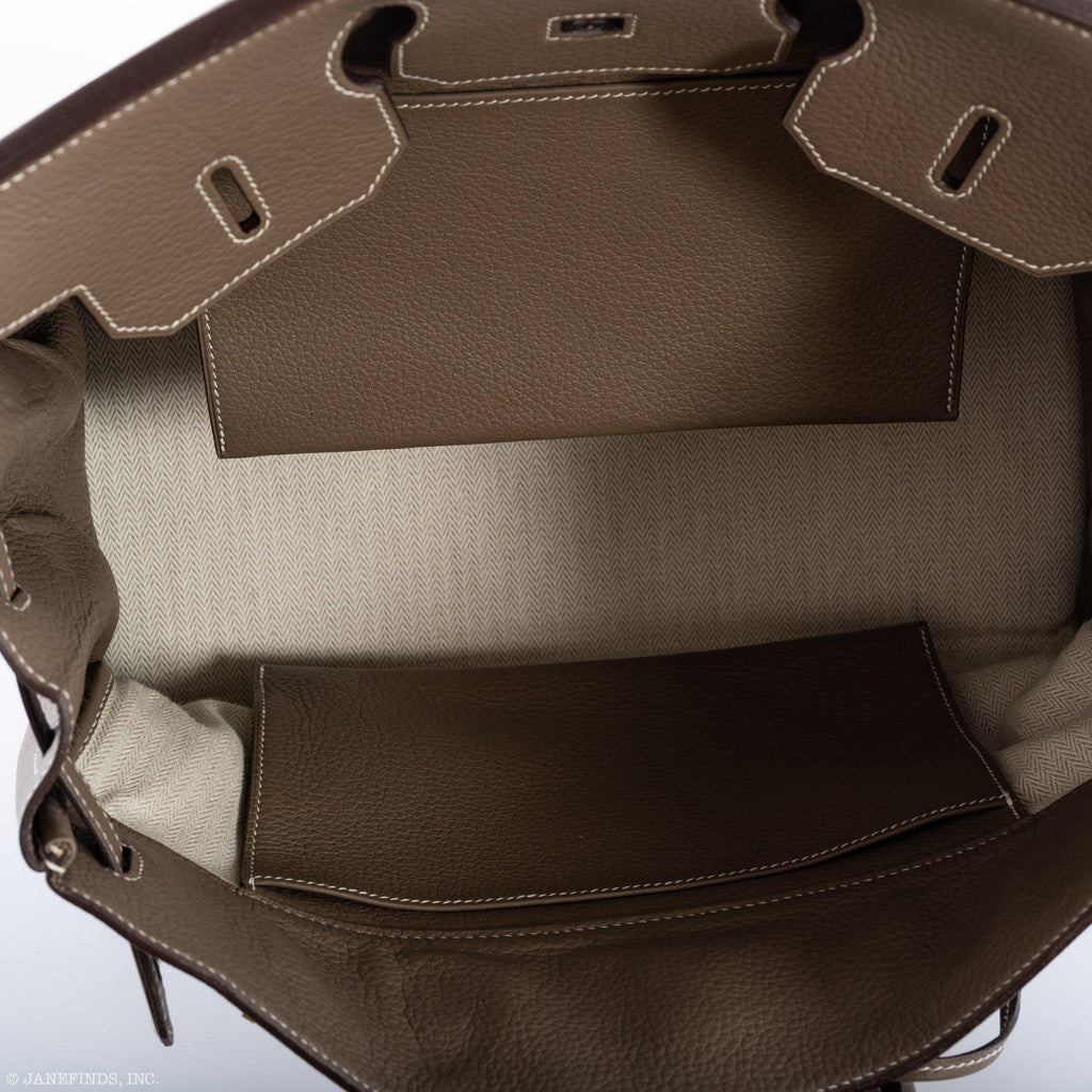 Hermes Birkin 35 Crinoline & Etoupe Clemence with Palladium Hardware