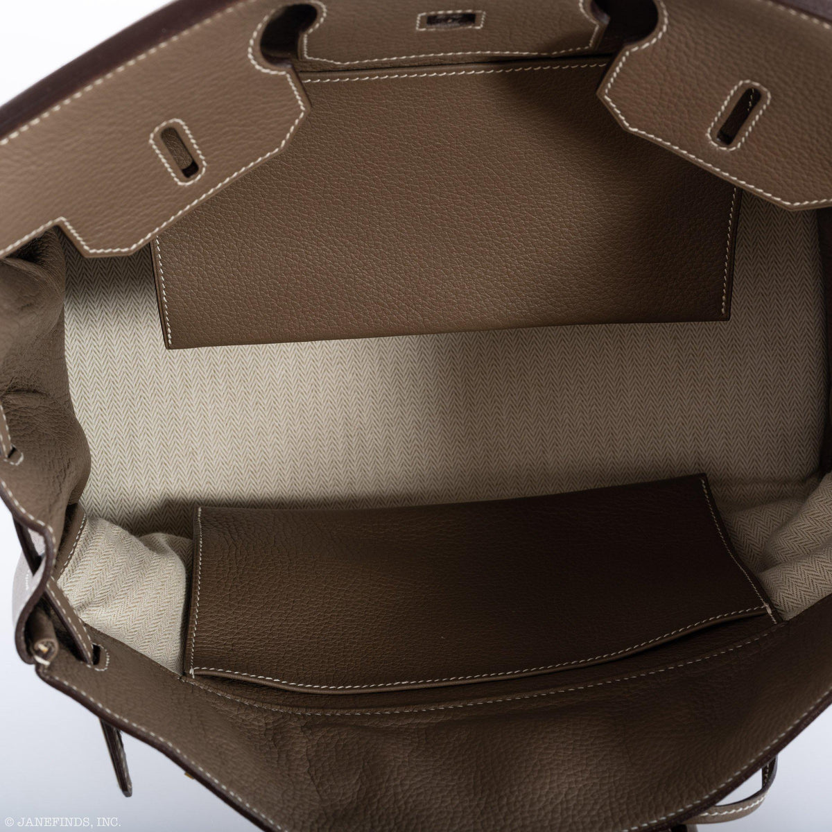 Hermes Birkin 35 Crinoline & Etoupe Clemence with Palladium Hardware