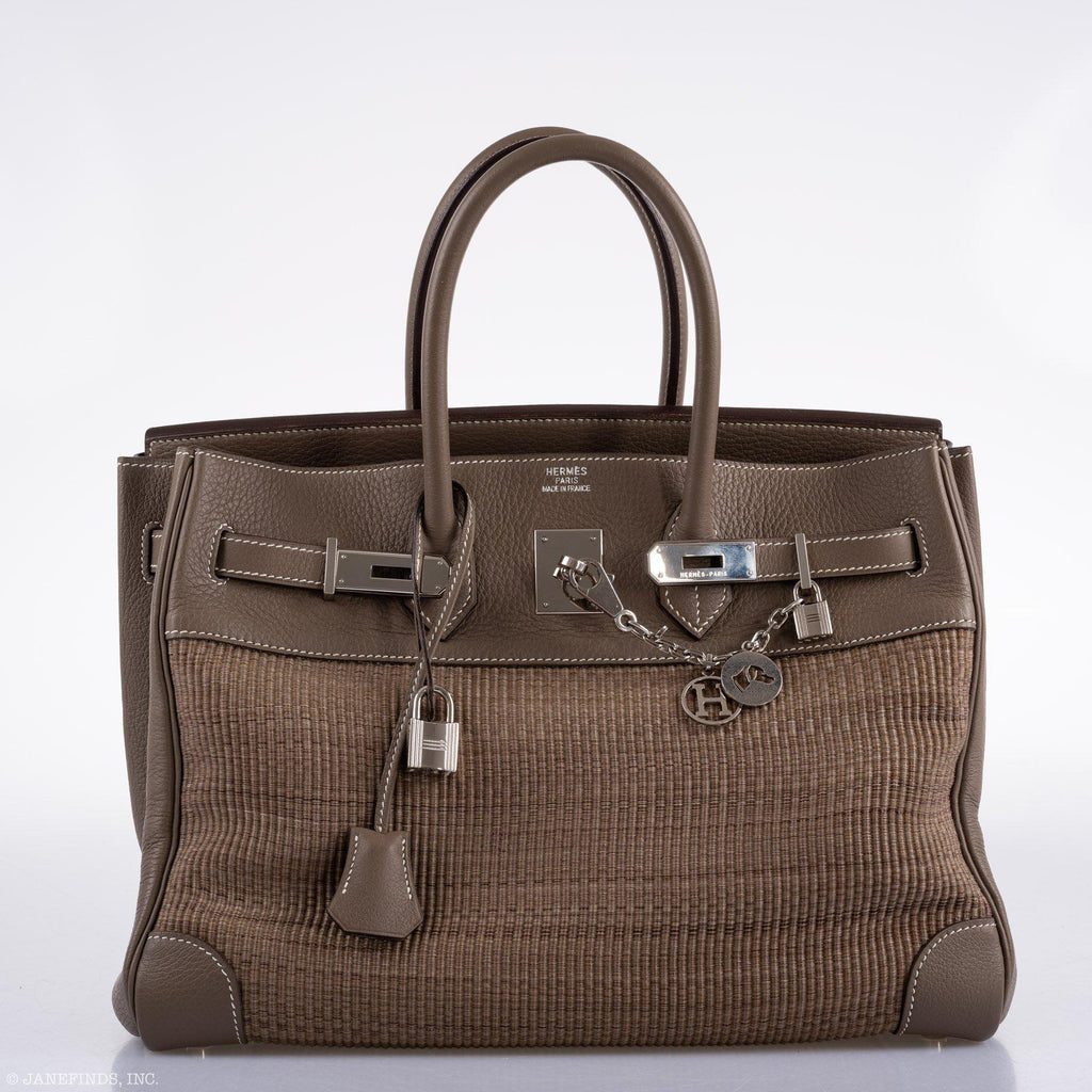 Hermes Birkin 35 Crinoline & Etoupe Clemence with Palladium Hardware