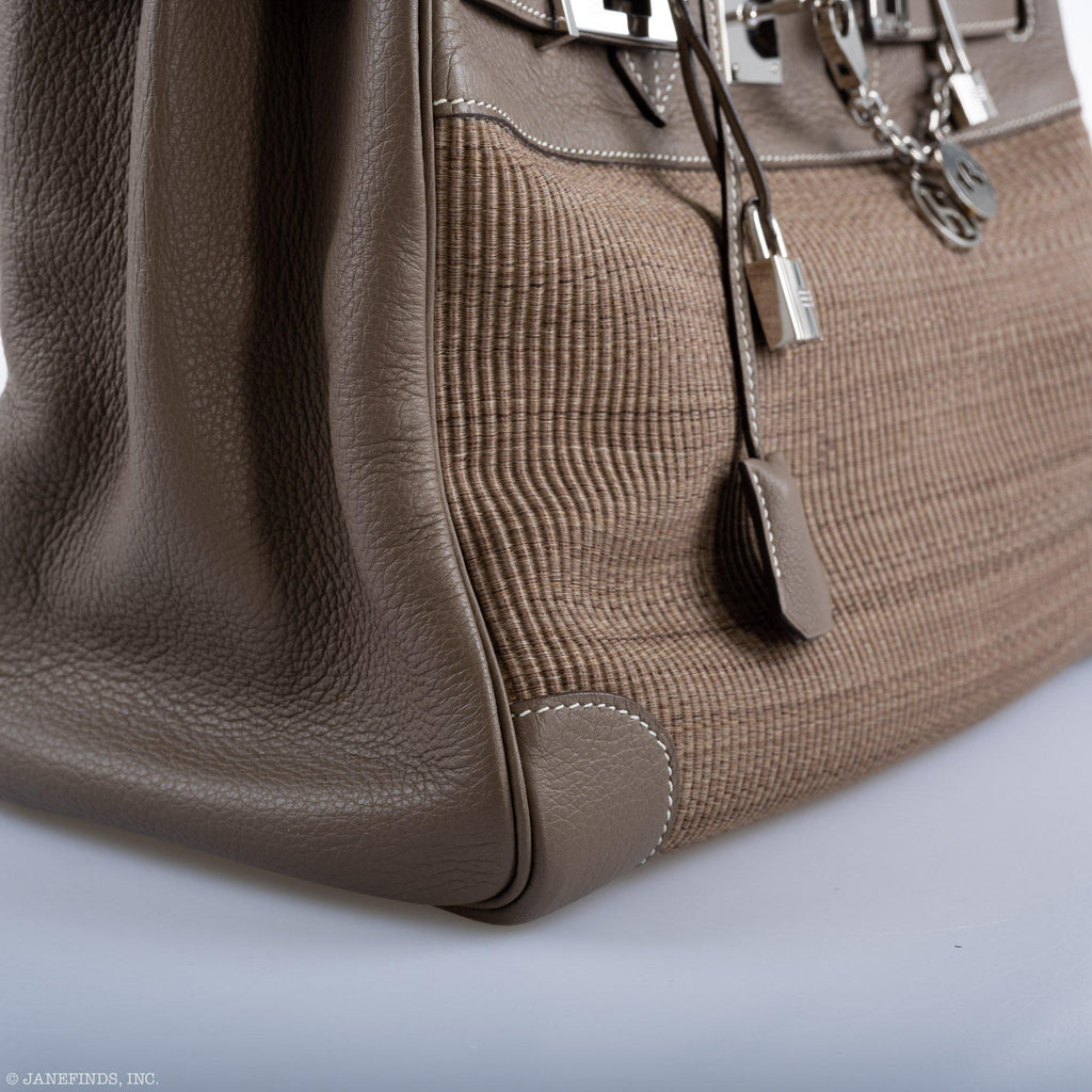 Hermes Birkin 35 Crinoline & Etoupe Clemence with Palladium Hardware