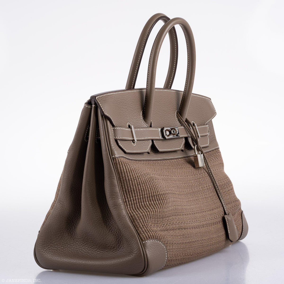 Hermes Birkin 35 Crinoline & Etoupe Clemence with Palladium Hardware