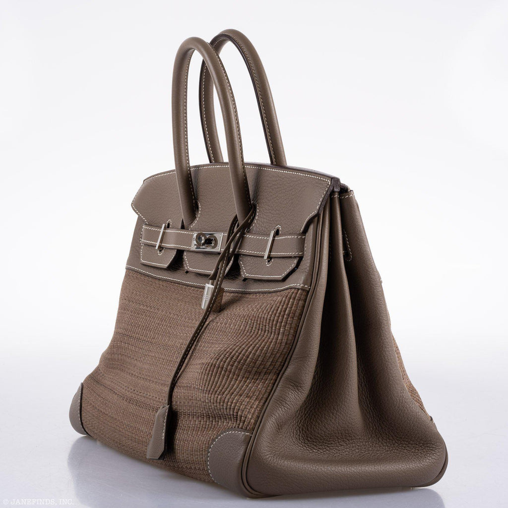Hermes Birkin 35 Crinoline & Etoupe Clemence with Palladium Hardware