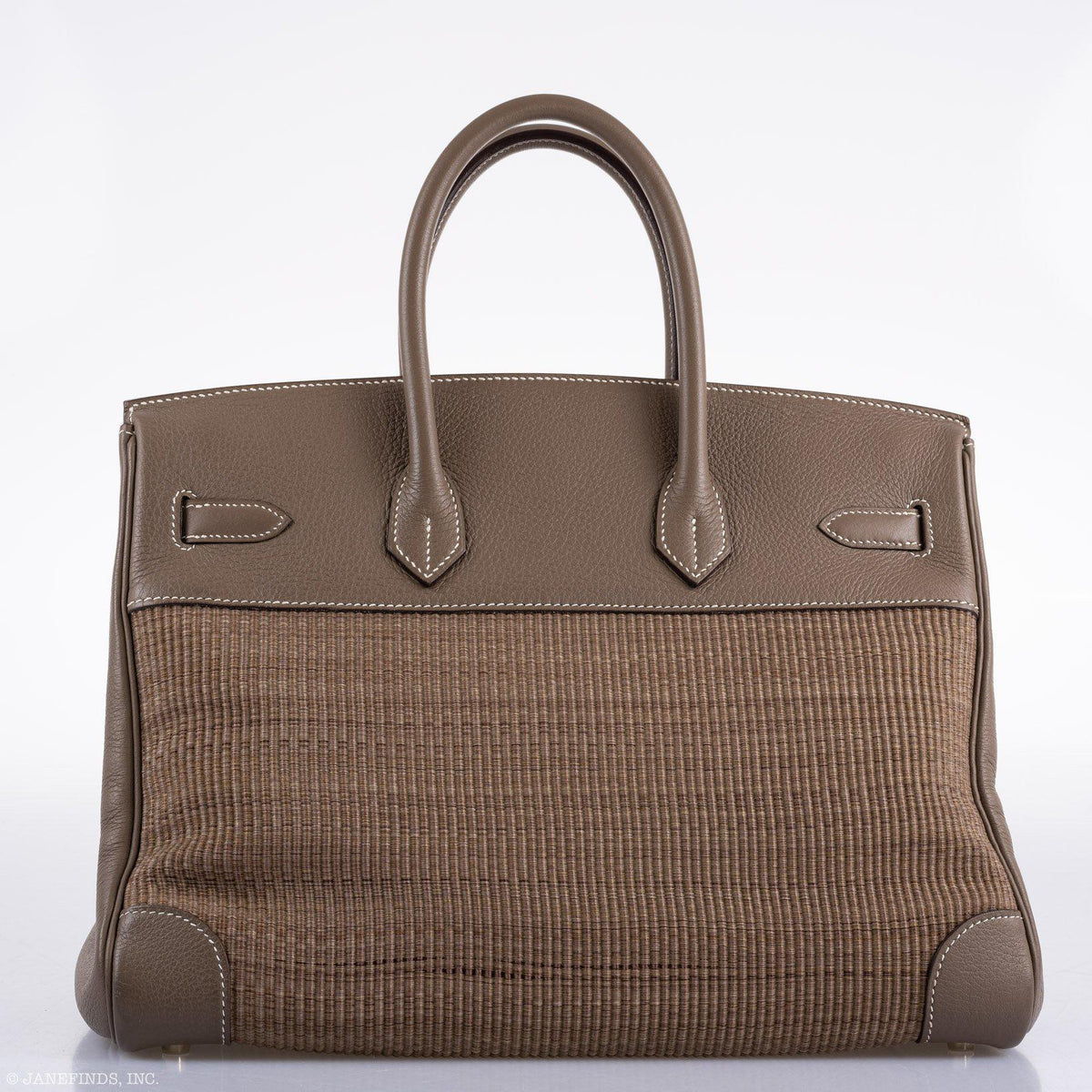 Hermes Birkin 35 Crinoline & Etoupe Clemence with Palladium Hardware