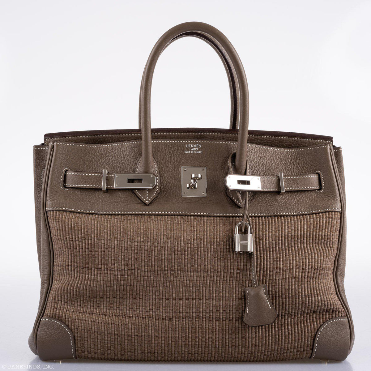 Hermes Birkin 35 Crinoline & Etoupe Clemence with Palladium Hardware