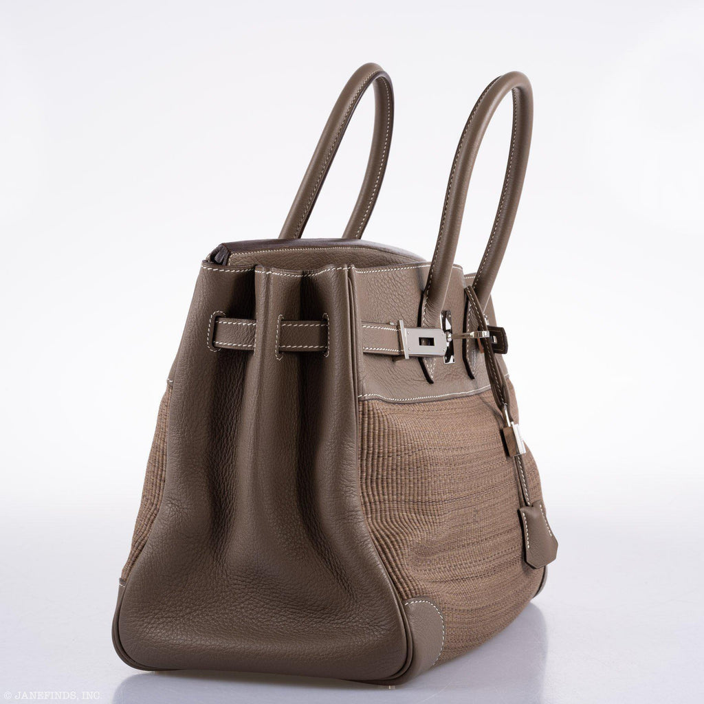 Hermes Birkin 35 Crinoline & Etoupe Clemence with Palladium Hardware
