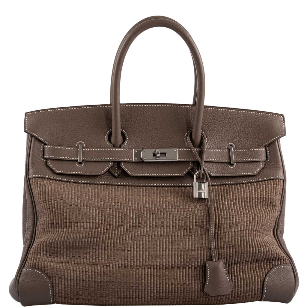 Hermes Birkin 35 Crinoline & Etoupe Clemence with Palladium Hardware