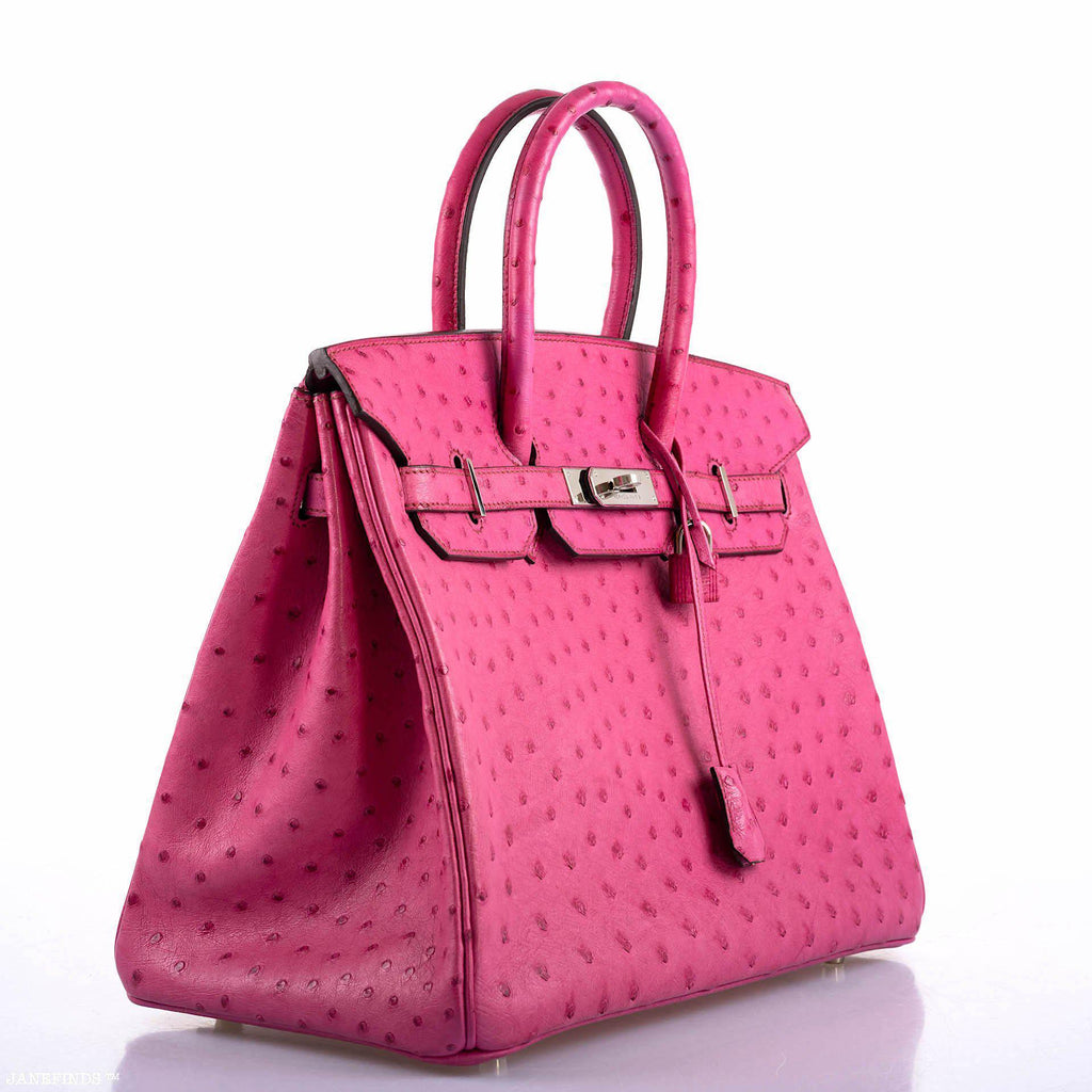 Hermes Birkin 35 Fuchsia Ostrich with Palladium Hardware