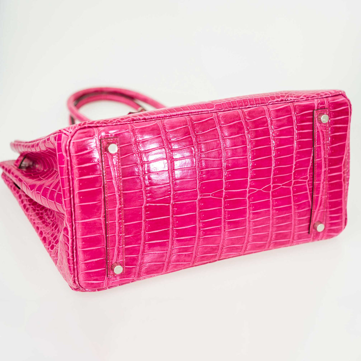 Hermes Birkin 35 Fuchsia Porosus Crocodile with Palladium Hardware