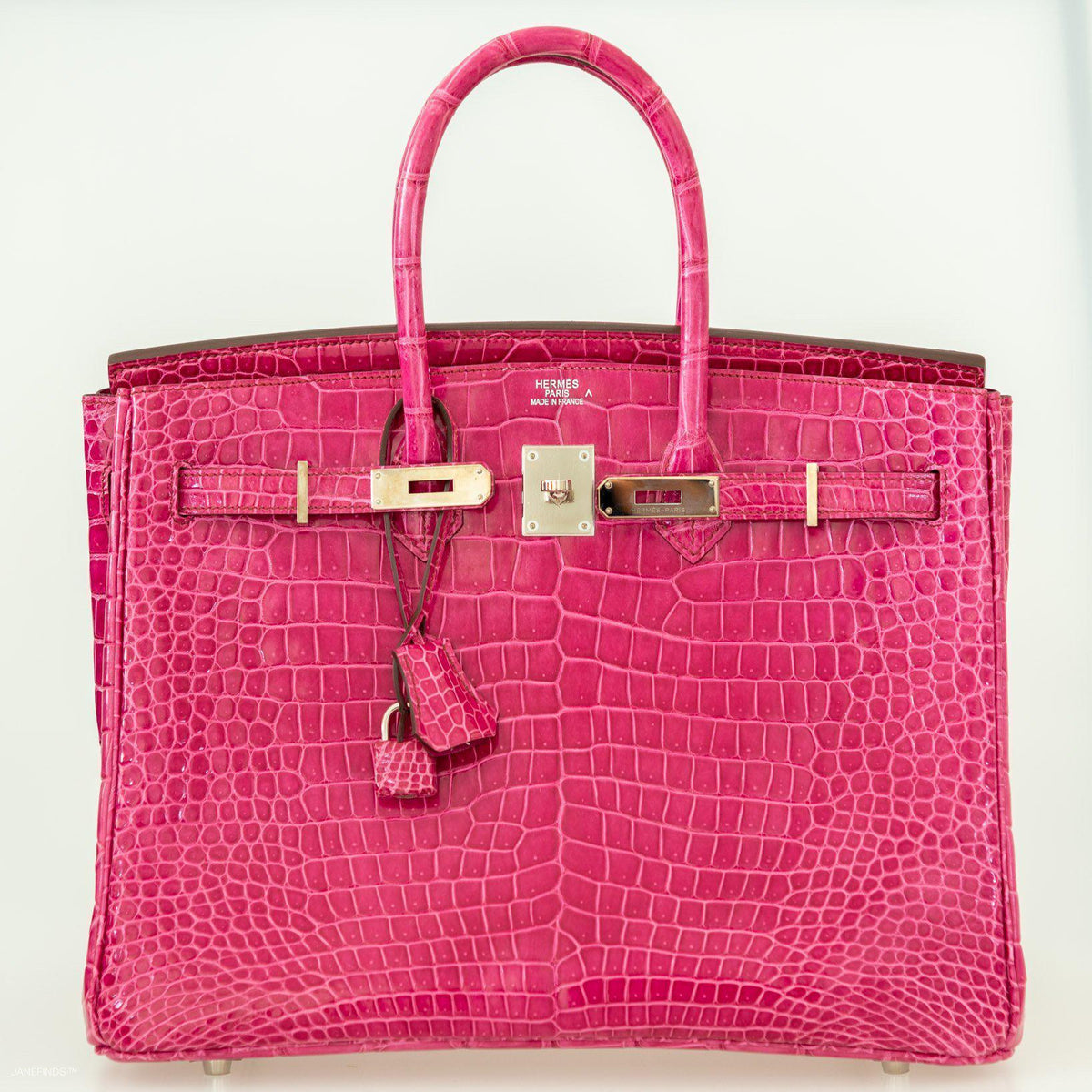 Hermes Birkin 35 Fuchsia Porosus Crocodile with Palladium Hardware