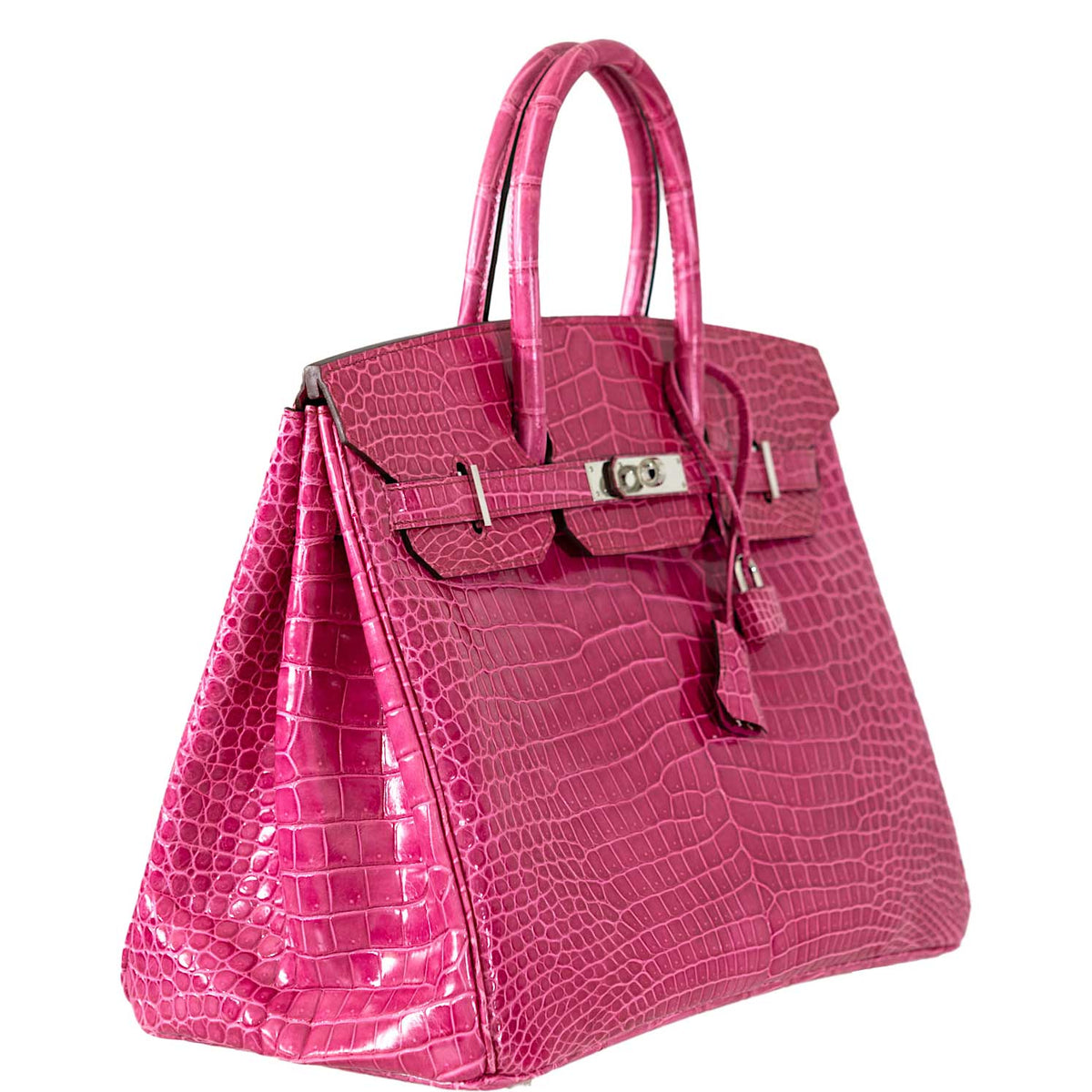 Hermes Birkin 35 Fuchsia Porosus Crocodile with Palladium Hardware