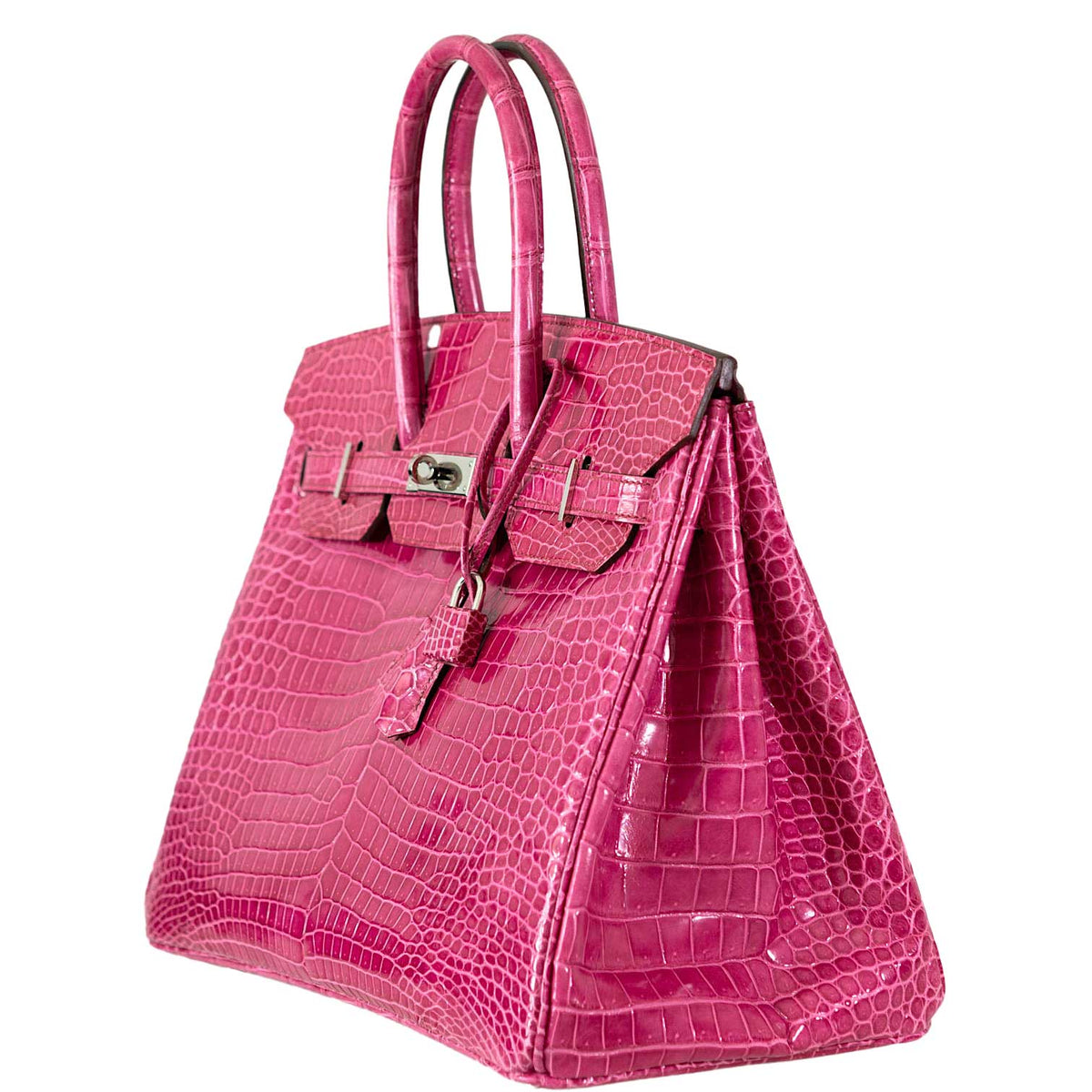 Hermes Birkin 35 Fuchsia Porosus Crocodile with Palladium Hardware