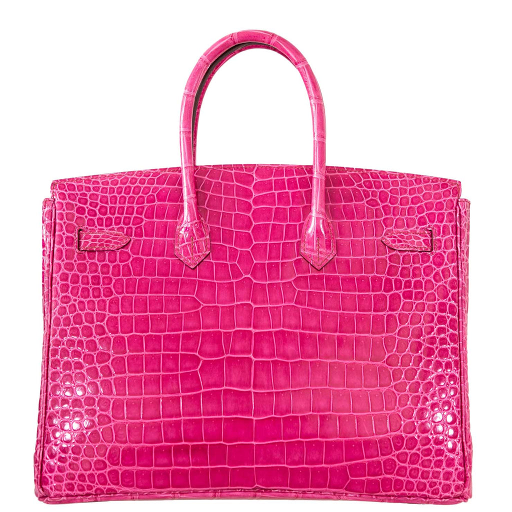 Hermes Birkin 35 Fuchsia Porosus Crocodile with Palladium Hardware
