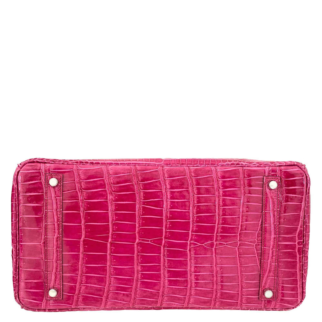 Hermes Birkin 35 Fuchsia Porosus Crocodile with Palladium Hardware
