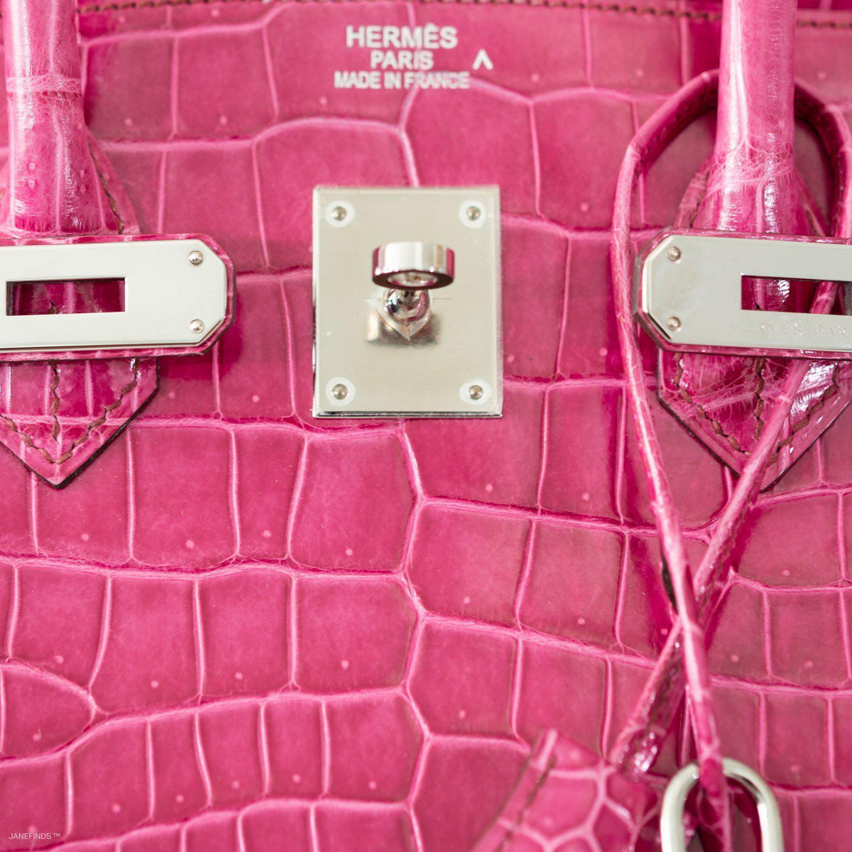 Hermes Birkin 35 Fuchsia Porosus Crocodile with Palladium Hardware