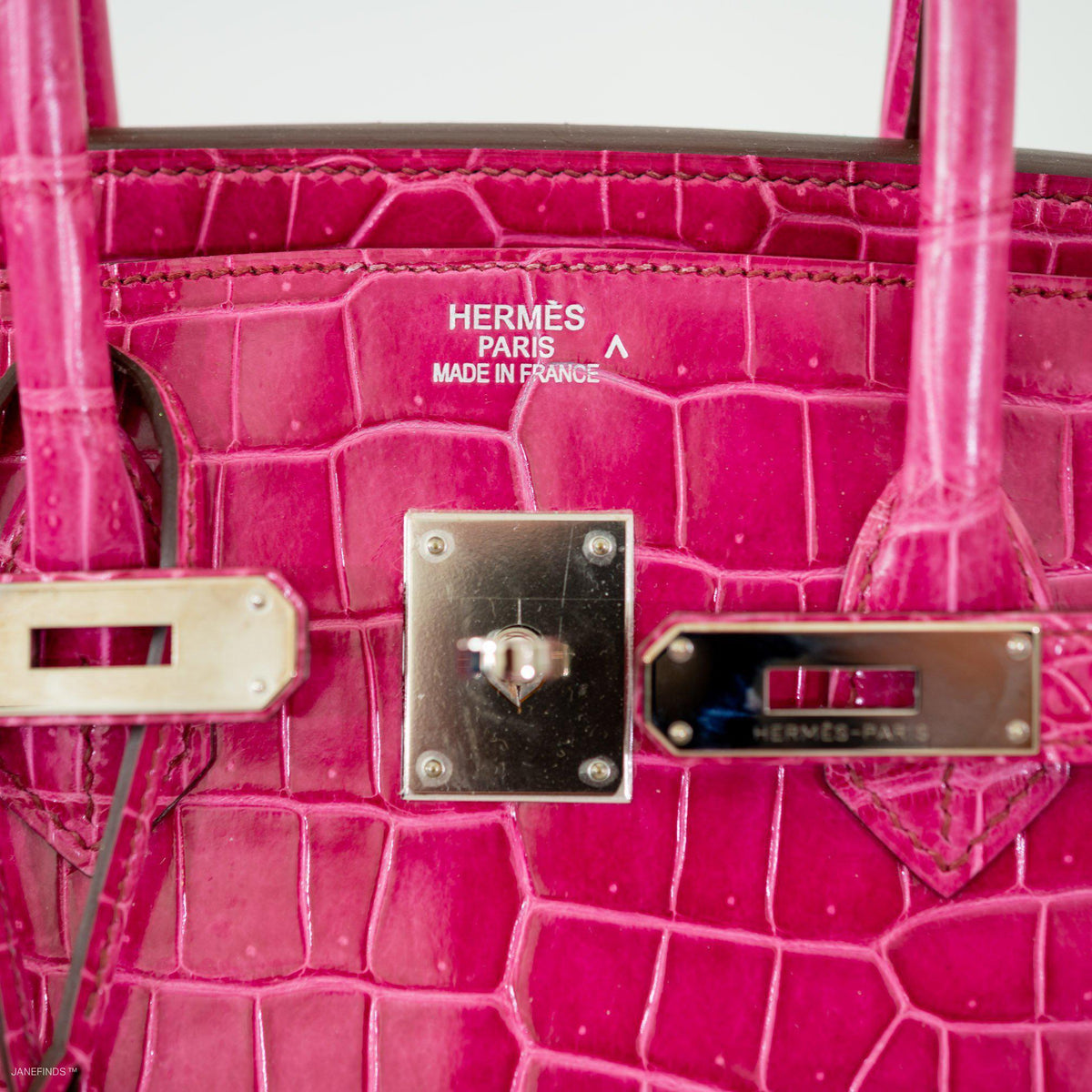 Hermes Birkin 35 Fuchsia Porosus Crocodile with Palladium Hardware