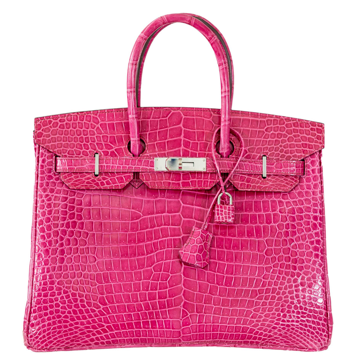 Hermes Birkin 35 Fuchsia Porosus Crocodile with Palladium Hardware