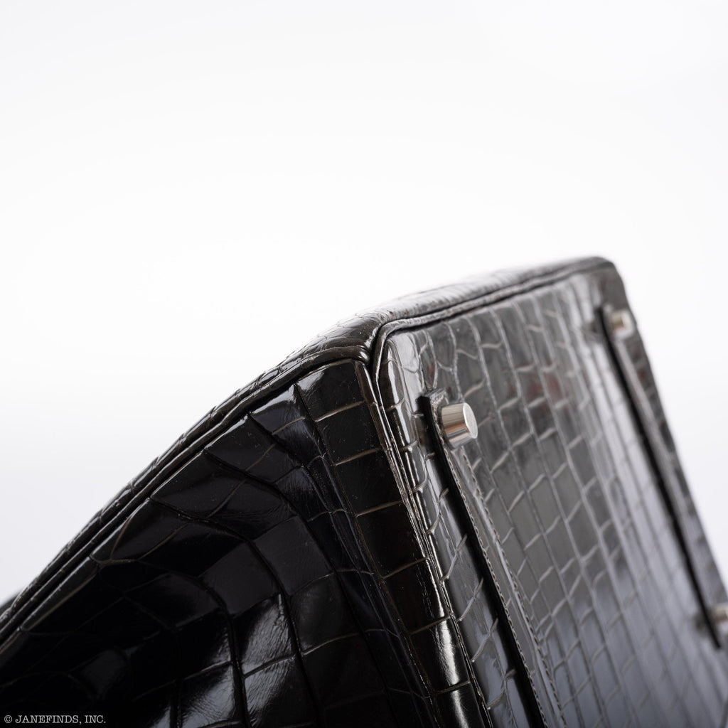 Hermes Birkin 35 Graphite Porosus Crocodile with Palladium Hardware