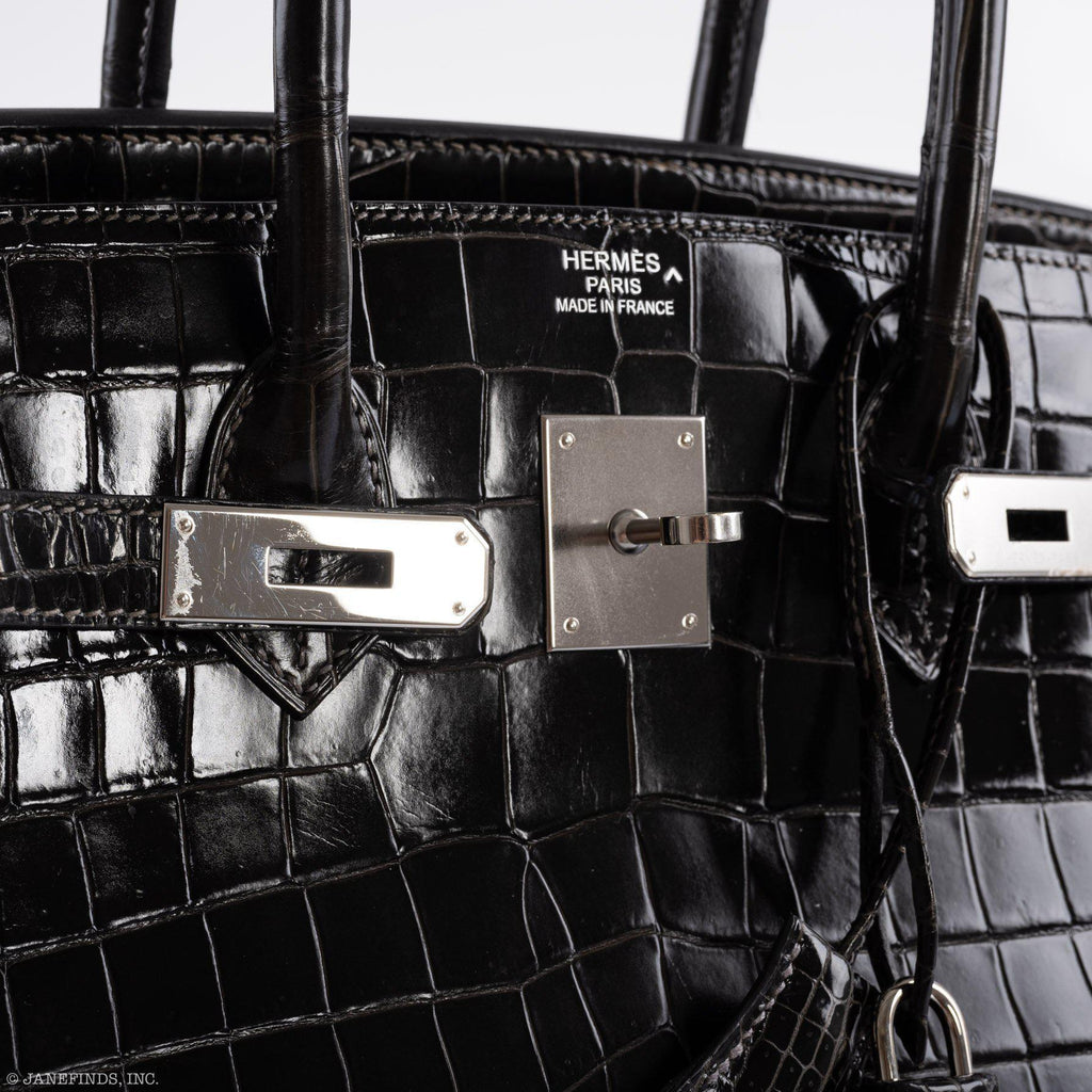 Hermes Birkin 35 Graphite Porosus Crocodile with Palladium Hardware