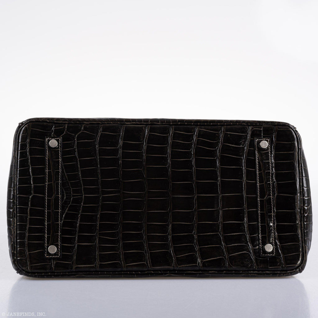 Hermes Birkin 35 Graphite Porosus Crocodile with Palladium Hardware