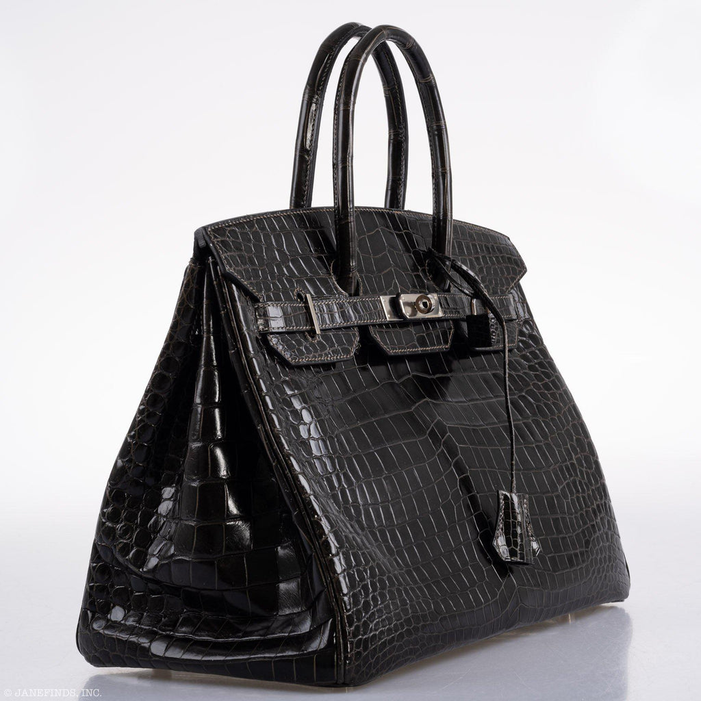 Hermes Birkin 35 Graphite Porosus Crocodile with Palladium Hardware