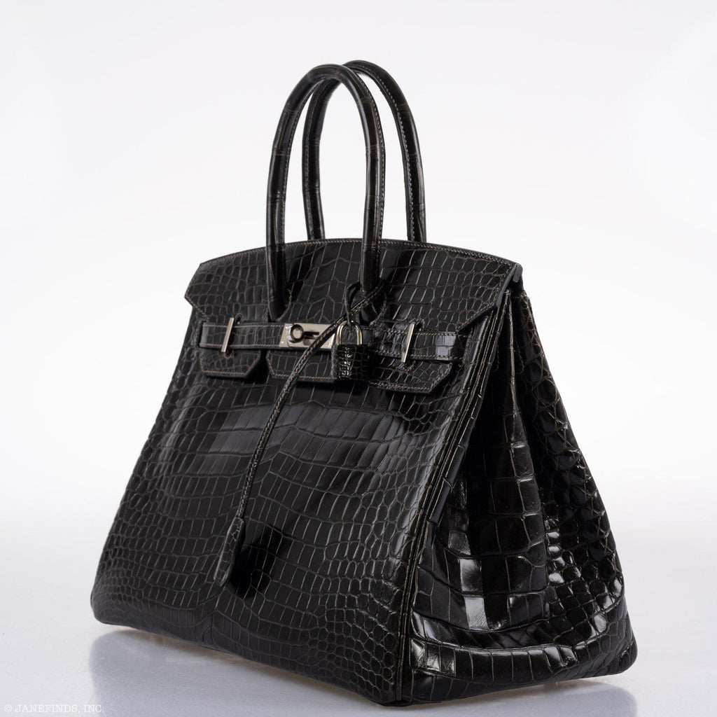 Hermes Birkin 35 Graphite Porosus Crocodile with Palladium Hardware