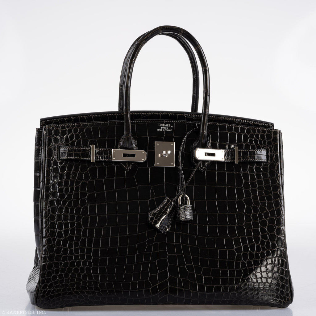 Hermes Birkin 35 Graphite Porosus Crocodile with Palladium Hardware