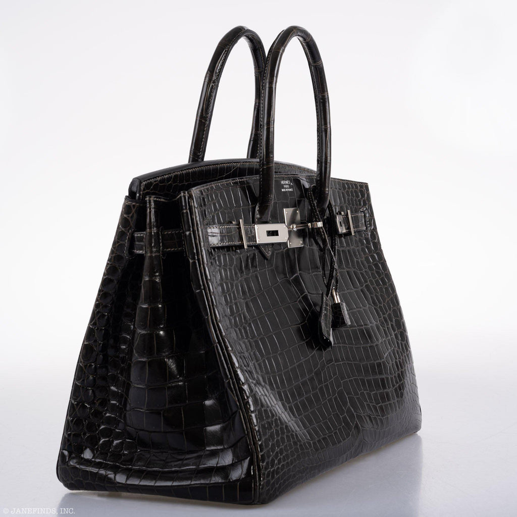 Hermes Birkin 35 Graphite Porosus Crocodile with Palladium Hardware