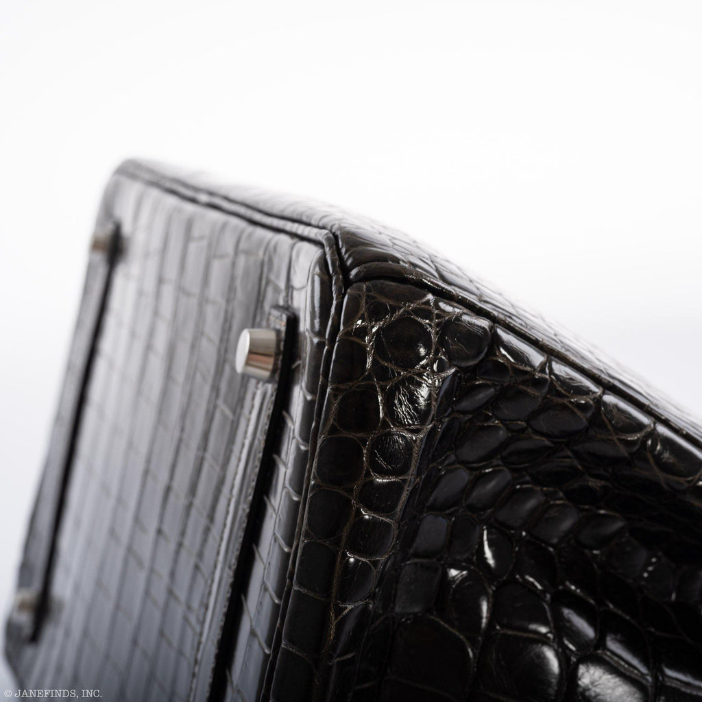 Hermes Birkin 35 Graphite Porosus Crocodile with Palladium Hardware