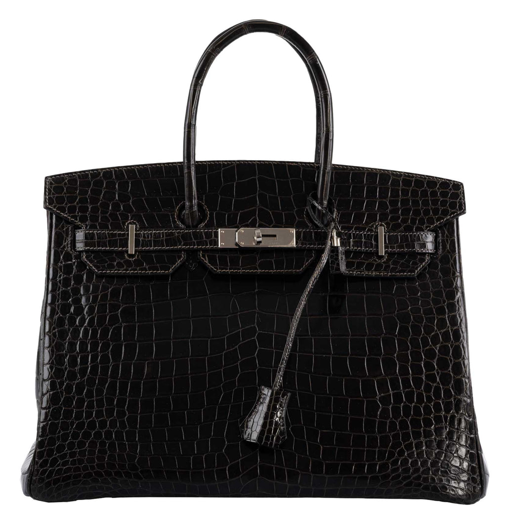 Hermes Birkin 35 Graphite Porosus Crocodile with Palladium Hardware