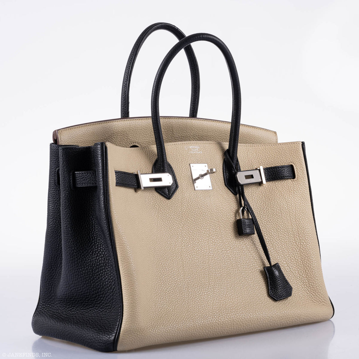 Hermes Birkin 35 HSS Black & Parchemin Togo Leather Palladium Hardware