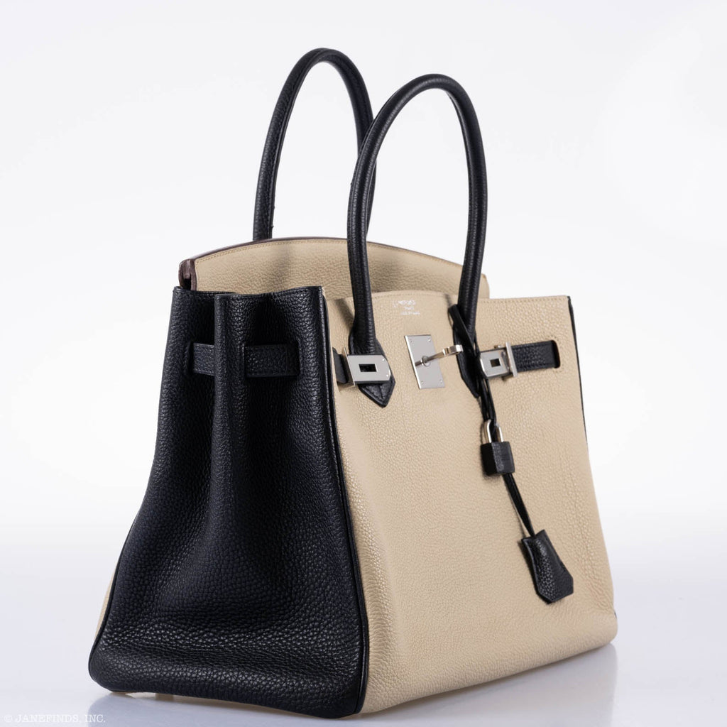 Hermes Birkin 35 HSS Black & Parchemin Togo Leather Palladium Hardware