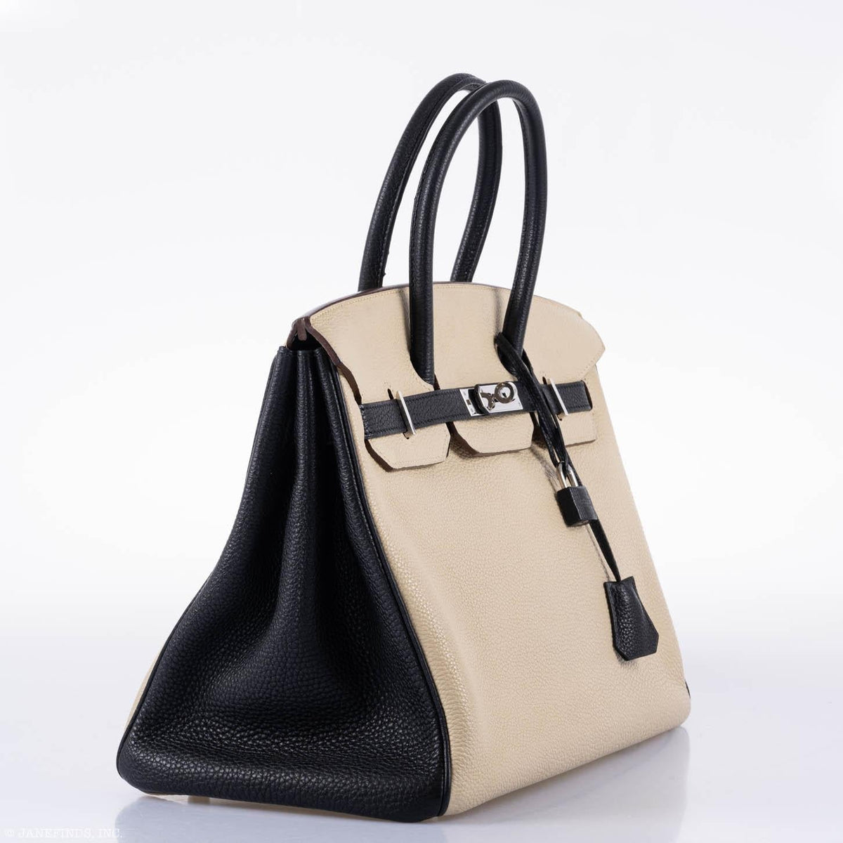 Hermes Birkin 35 HSS Black & Parchemin Togo Leather Palladium Hardware