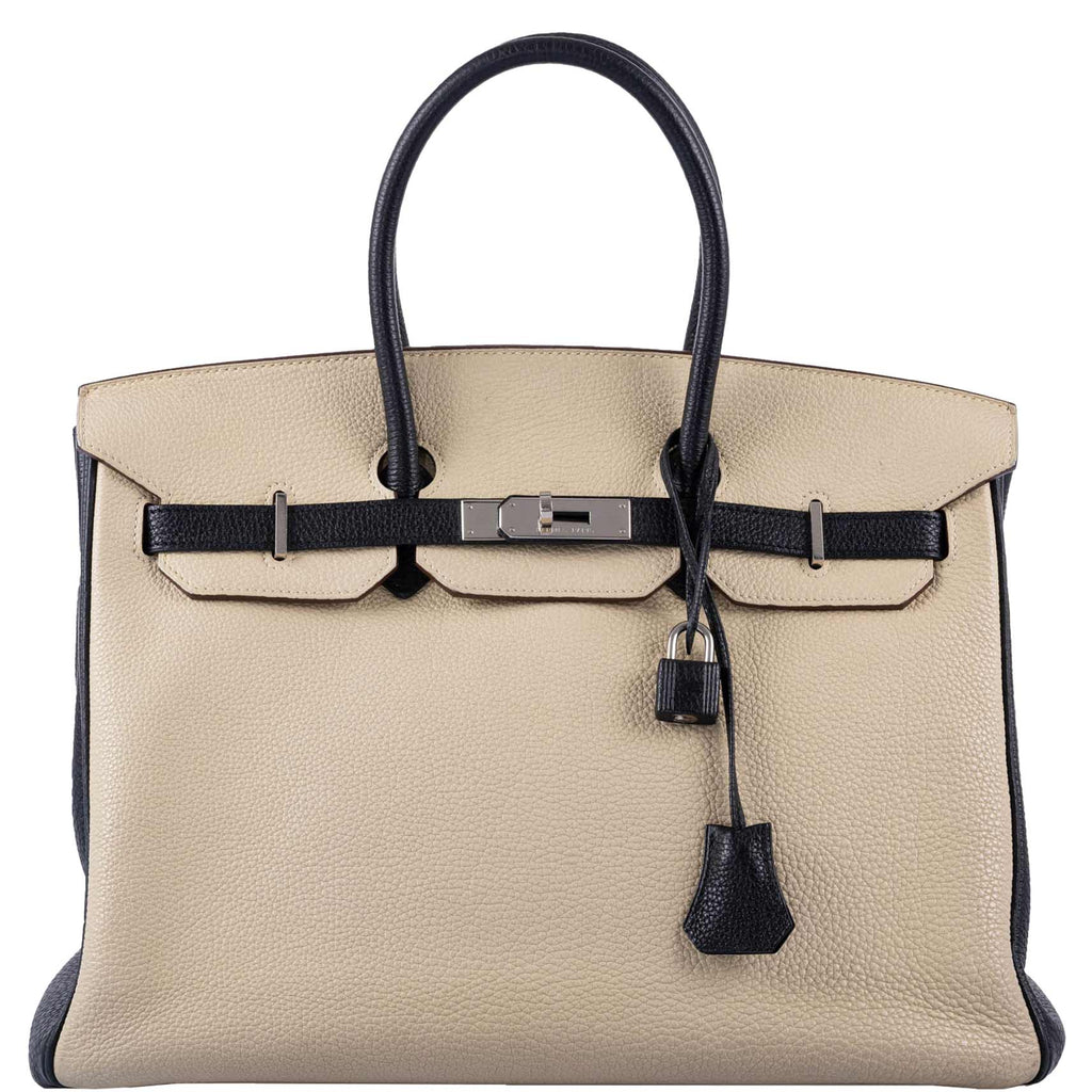 Hermes Birkin 35 HSS Black & Parchemin Togo Leather Palladium Hardware