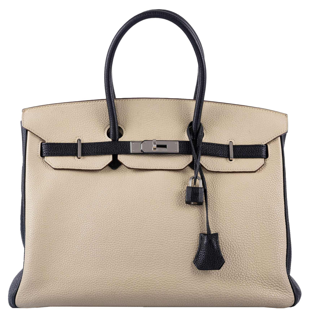 Hermes Birkin 35 HSS Black & Parchemin Togo Leather Palladium Hardware