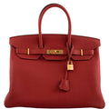 Hermes Birkin 35 HSS Rouge Vif Togo Brushed Gold Hardware