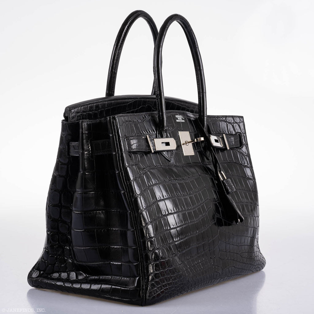 Hermes Birkin 35 Matte Black Nilo Crocodile with Palladium Hardware
