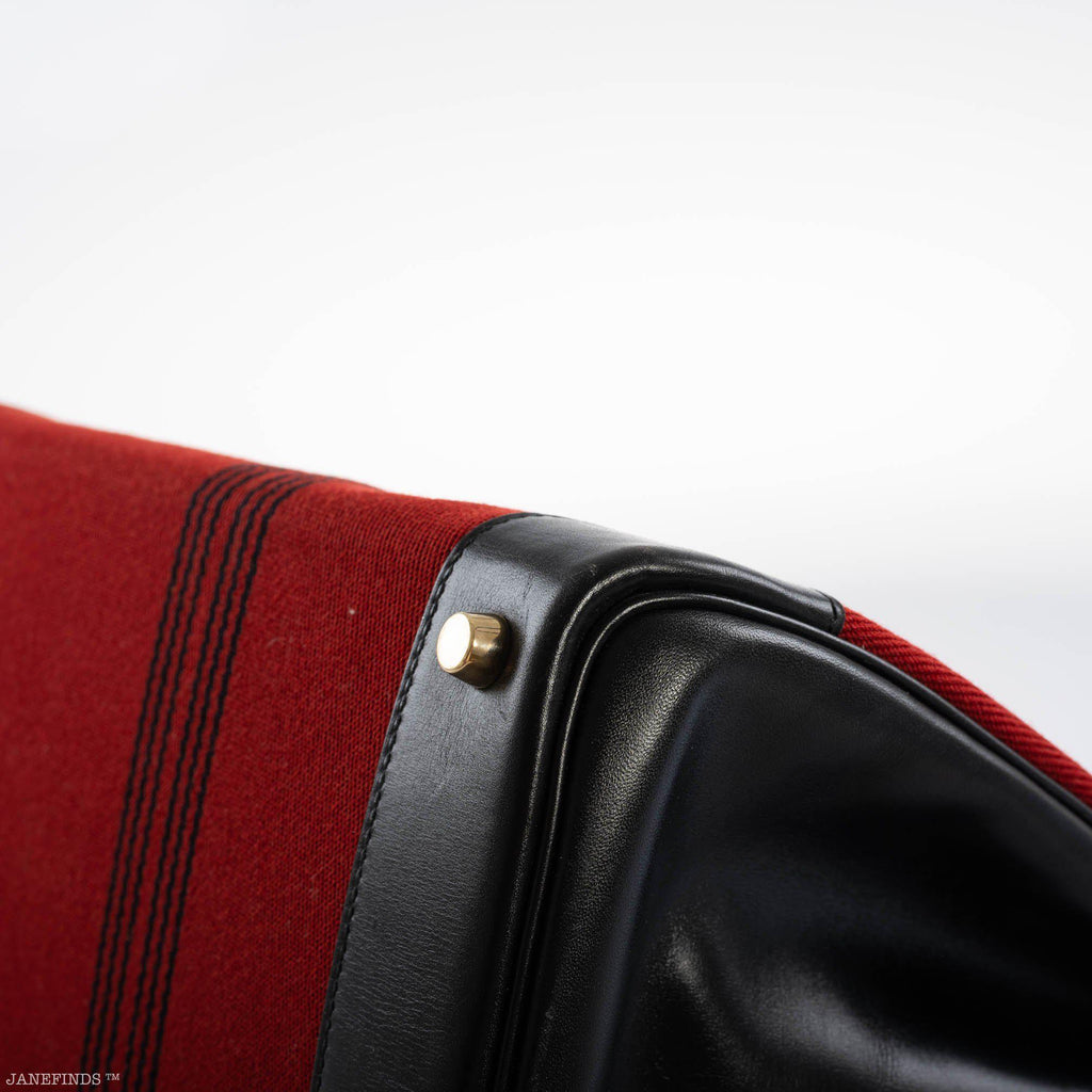 Hermes Birkin 35 Red Potamos Canvas & Black Box with Gold Hardware