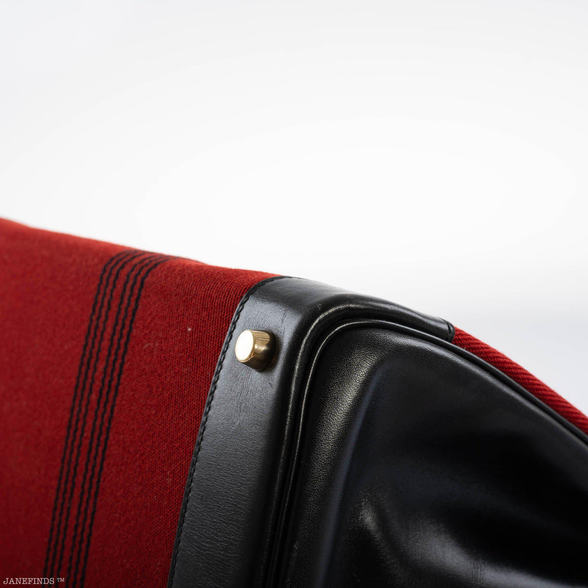 Hermes Birkin 35 Red Potamos Canvas & Black Box with Gold Hardware