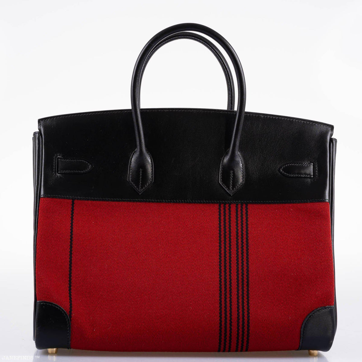 Hermes Birkin 35 Red Potamos Canvas & Black Box with Gold Hardware