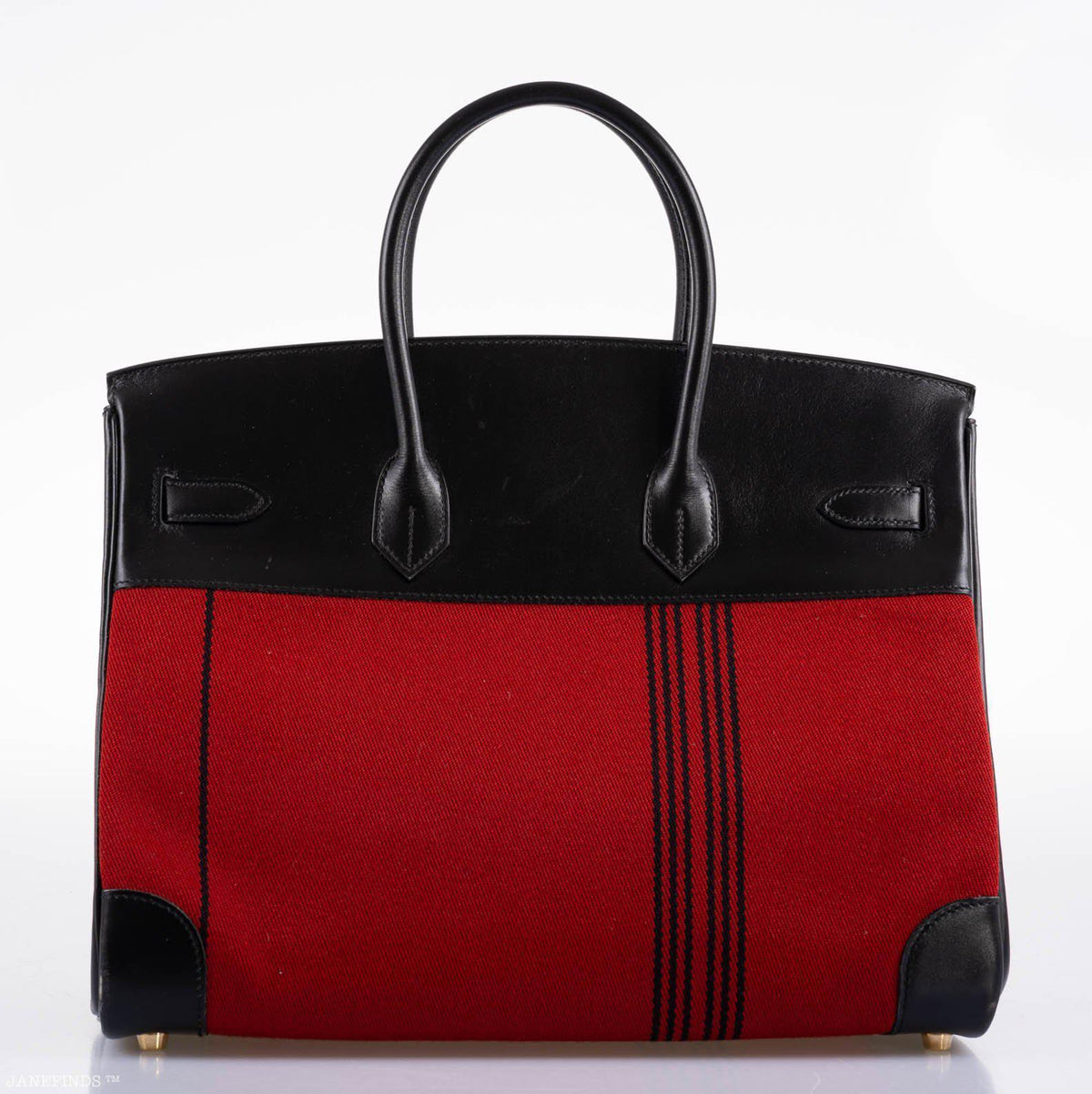 Hermes Birkin 35 Red Potamos Canvas & Black Box with Gold Hardware