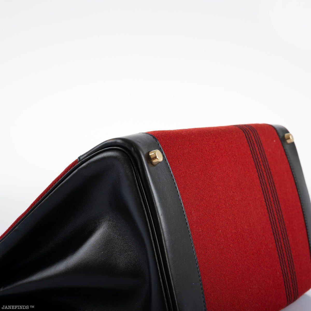 Hermes Birkin 35 Red Potamos Canvas & Black Box with Gold Hardware