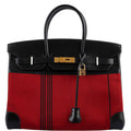 Hermes Birkin 35 Red Potamos Canvas & Black Box with Gold Hardware