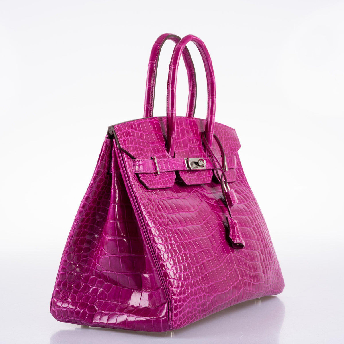 Hermes Birkin 35 Rose Scheherazade Shiny Porosus Crocodile Palladium Hardware