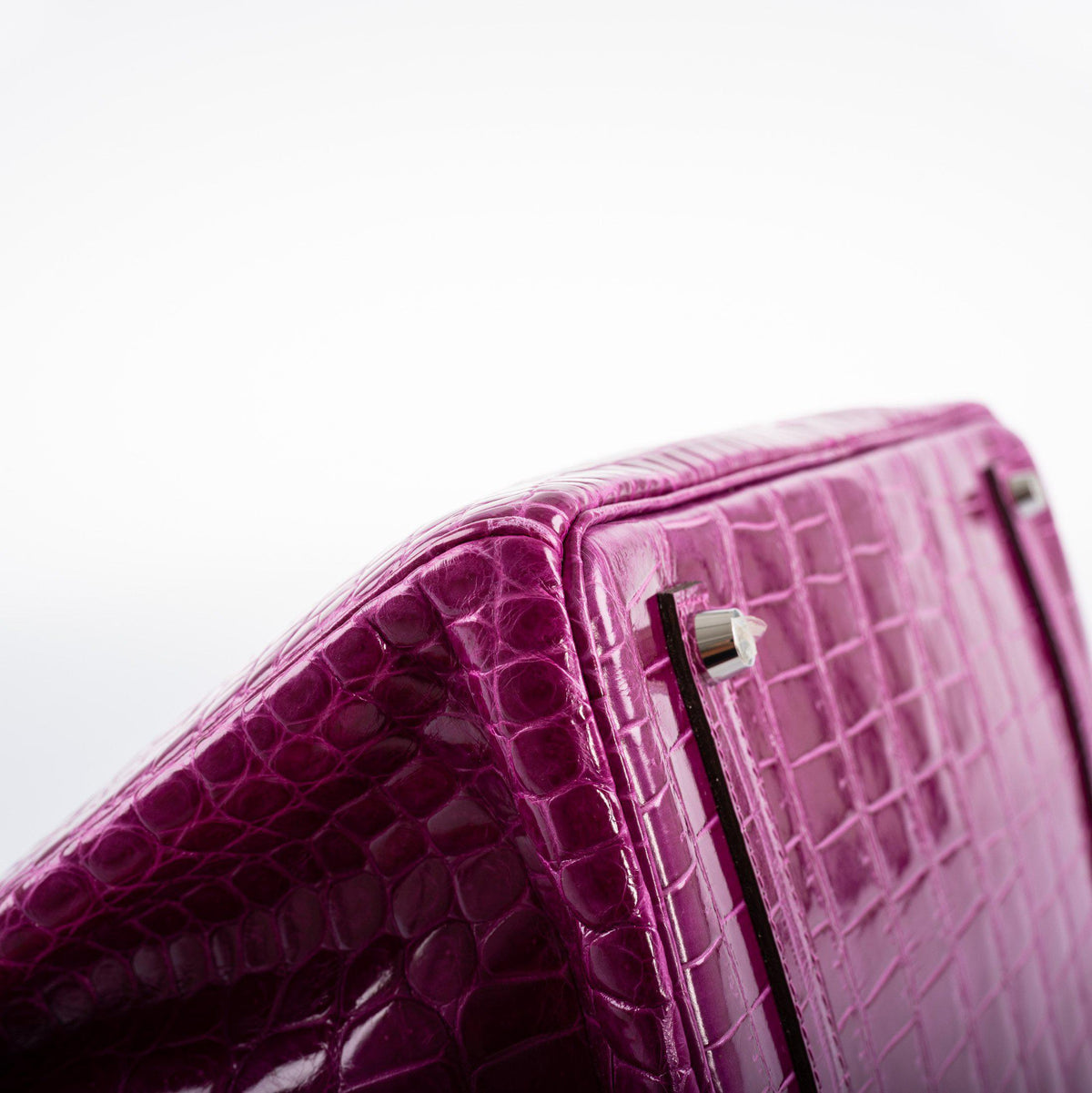 Hermes Birkin 35 Rose Scheherazade Shiny Porosus Crocodile Palladium Hardware