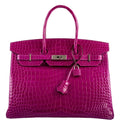 Hermes Birkin 35 Rose Scheherazade Shiny Porosus Crocodile Palladium Hardware