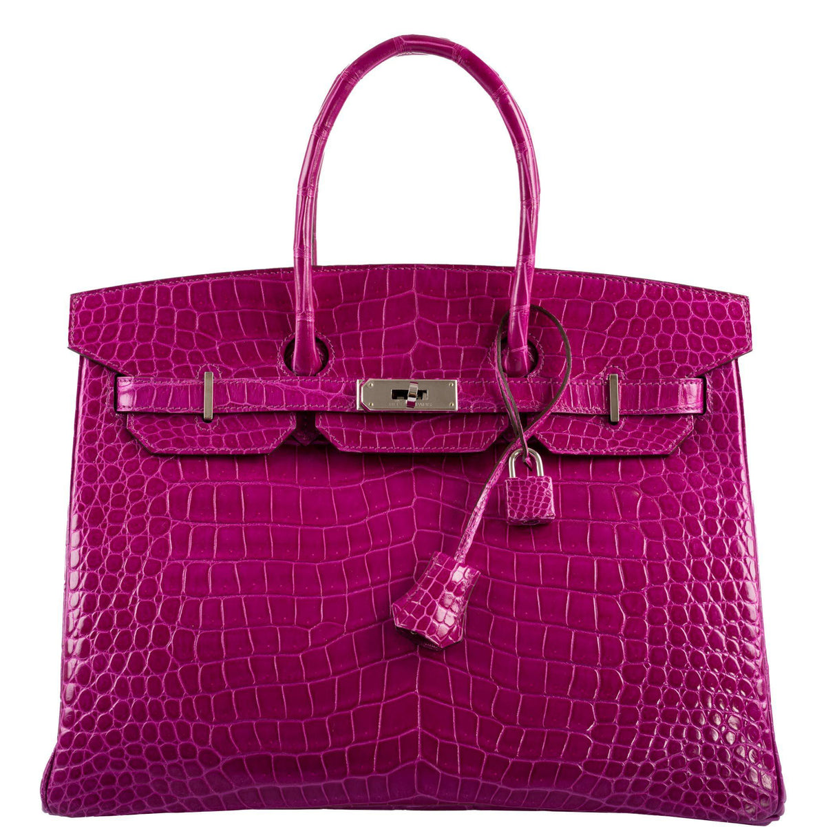 Hermes Birkin 35 Rose Scheherazade Shiny Porosus Crocodile Palladium Hardware