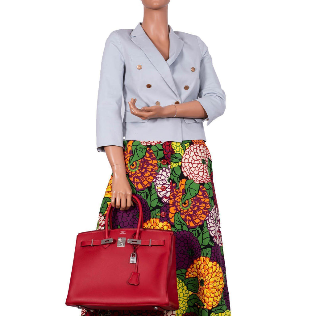 Hermes Birkin 35 Rouge Vif Epsom with Palladium Hardware