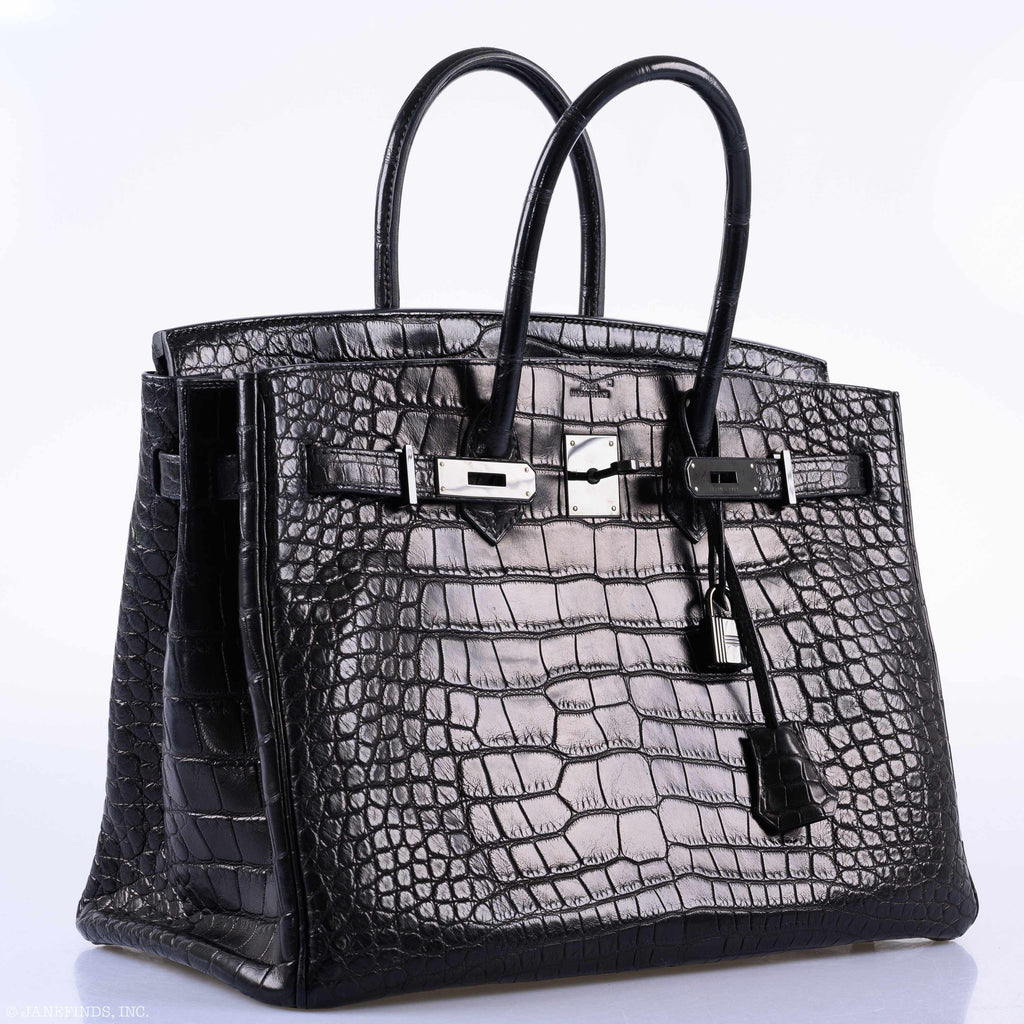 Hermes Birkin 35 SO BLACK Matte Alligator PVD Hardware
