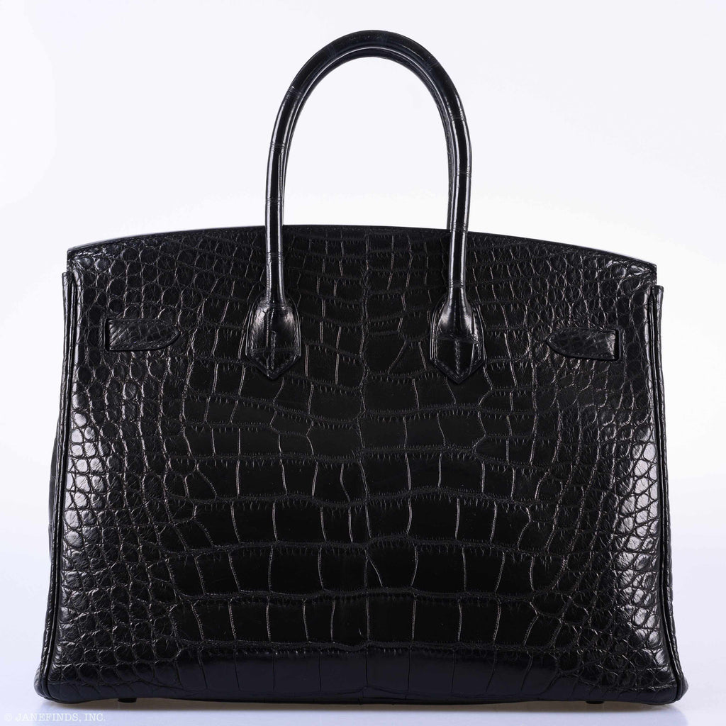 Hermes Birkin 35 SO BLACK Matte Alligator PVD Hardware