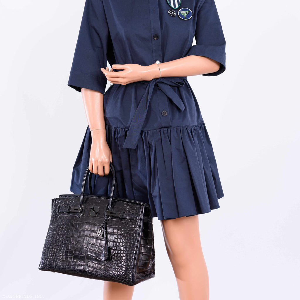 Hermes Birkin 35 SO BLACK Matte Alligator PVD Hardware